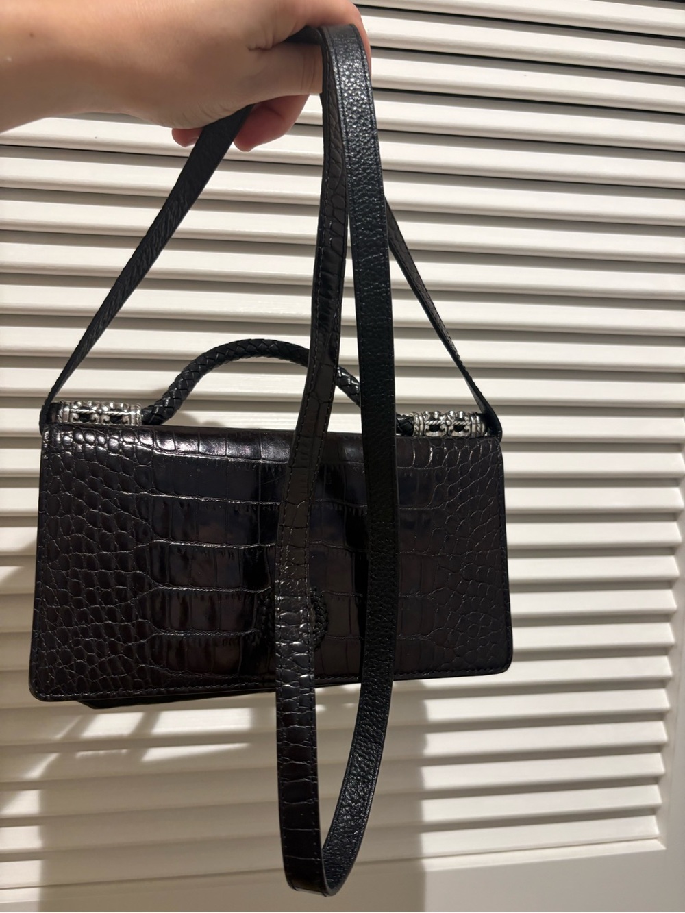Vintage  Brighton Black Croc-Embossed mini Crossbody